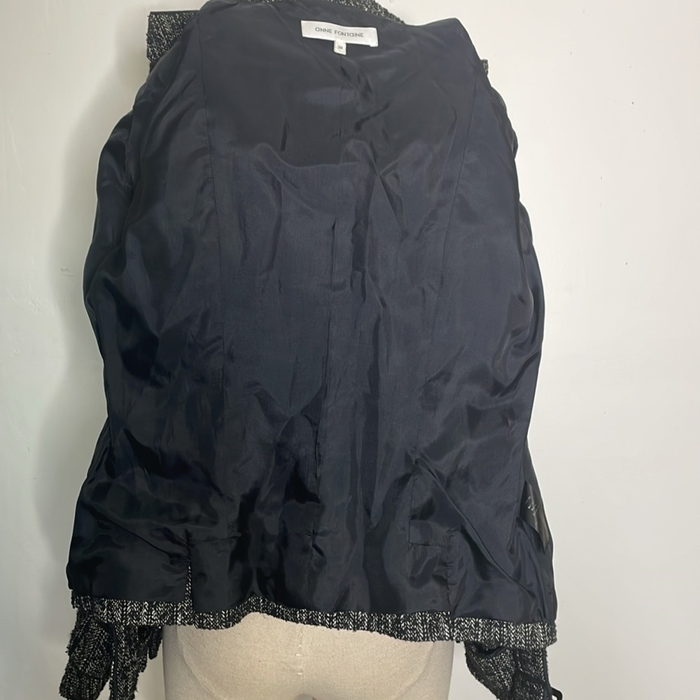 Anne Fontaine Tweed Zip Up Jacket Pockets Size 38 US 4 - Picture 11 of 13